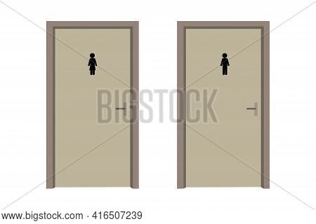 Modern Illustration With Toilet Doon. Wc Gender Symbol. Hygiene Concept. Stock Image. Vector Illustr
