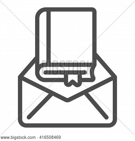 Parcel Letter With Book Line Icon, Children Book Day Concept, Envelope Vector Sign On White Backgrou
