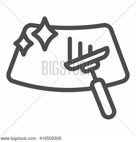 Clean Car Windshield And Scraper Line Icon, Car Washing Concept, Cleaning Windscreen Sign On White B
