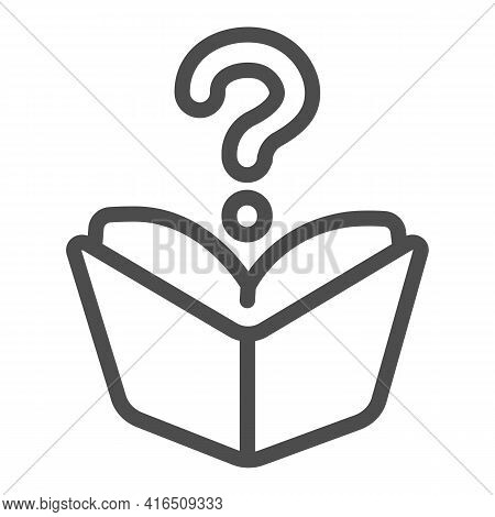 Book Under Question Line Icon, Children Book Day Concept, Question Mark Vector Sign On White Backgro