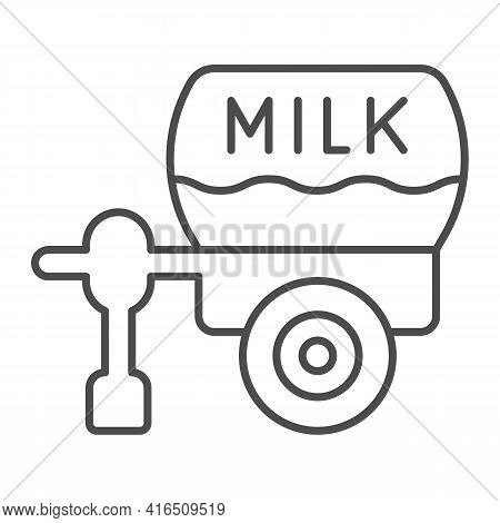 Milk Tank Trailer Thin Line Icon, Dairy Products Concept, Tank Truck Sign On White Background, Milk 