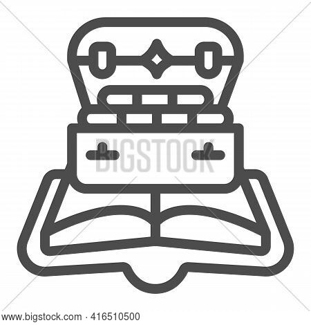 Book, Treasures Box Line Icon, Children Book Day Concept, Open Book Vector Sign On White Background,