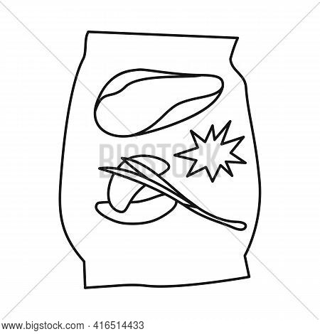 Vector Design Of Chip And Slice Symbol. Graphic Of Chip And Bag Stock Symbol For Web.