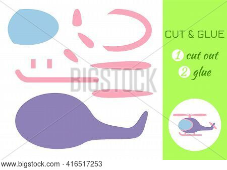 Cut And Glue Paper Cartoon Violet Helicopter. Cut And Paste Craft Activity Page. Educational Game Fo