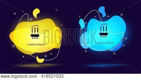 Black Burning Aromatic Incense Sticks Icon Isolated On Black Background. Abstract Banner With Liquid