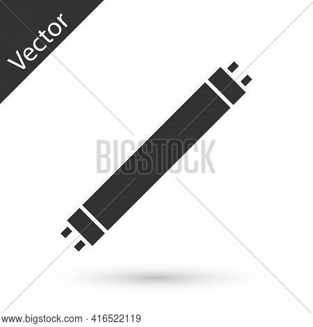 Grey Long Luminescence Fluorescent Energy Saving Lamp Icon Isolated On White Background. Vector