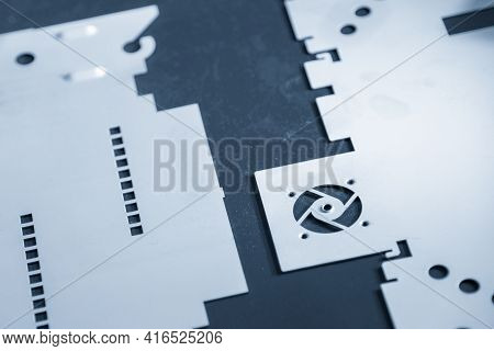 The Sample Of Sheet Metal Product    From Laser Cutting Process. The Sample Part Of Power Supply Cha