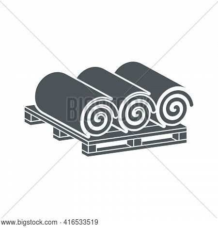Turf Rolls.lawn Rolls On Pallet Icon In Flat Style.vector Illustration.