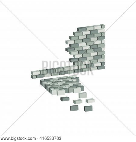 Ruined Brick Wall.vector Isometric And 3d View.