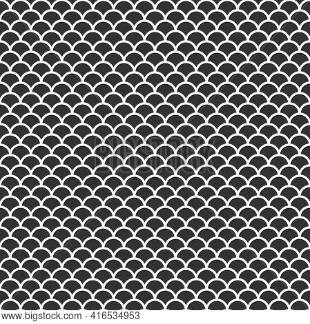 Seamless Fish Scales Skin Pattern. Squama Texture. Japanese Traditional Mermaid Ornament. Design For