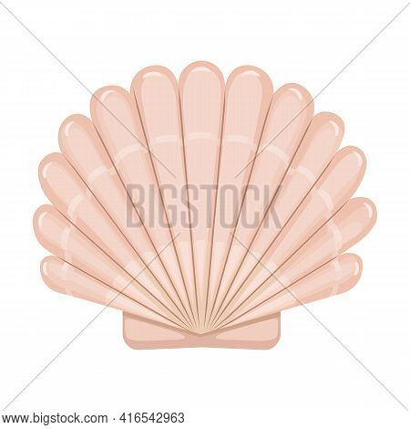 Shell Sea Vector Cartoon Icon. Vector Illustration Sea Shell On White Background. Isolated Cartoon I