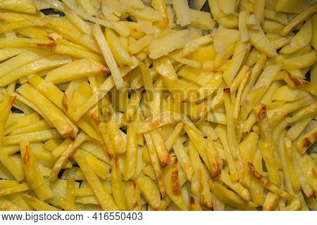 Potatoes Fried In The Oven Baked Cut