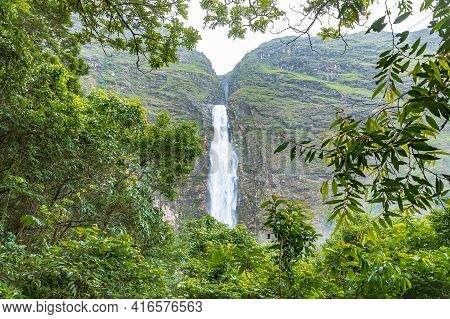 São Roque De Minas - Mg, Brazil - December 13, 2020: View Through The Trees Of The Casca D'anta Wate