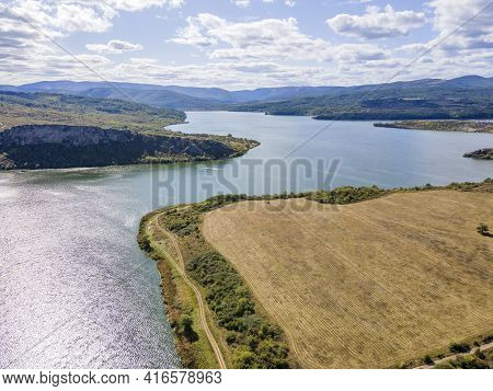 Amazing Aerial View Of Pchelina Reservoir, Pernik Region, Bulgaria