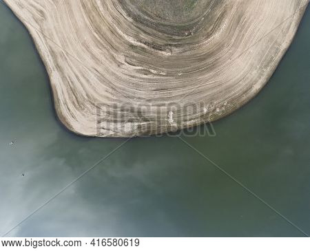 Aerial Panorama Of Pyasachnik (sandstone) Reservoir, Sredna Gora Mountain, Plovdiv Region, Bulgaria