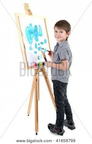 ชายระบายวาดรูปขาตั้งแยกต่างหากบนพื้นสีขาว