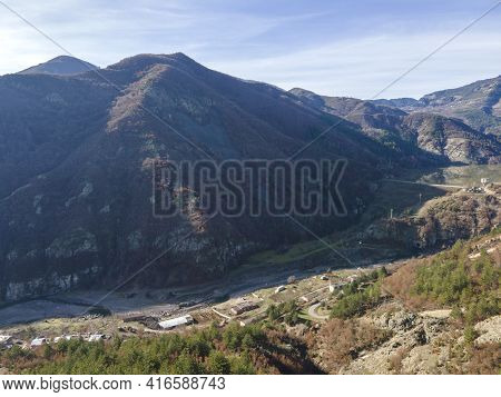 Amazing Aerial View Of Rhodope Mountains Near Borovitsa Reservoir, Bulgaria
