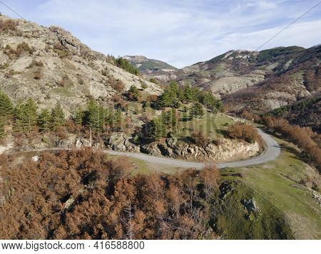 Amazing Aerial View Of Rhodope Mountains Near Borovitsa Reservoir, Bulgaria