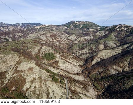 Amazing Aerial View Of Rhodope Mountains Near Borovitsa Reservoir, Bulgaria