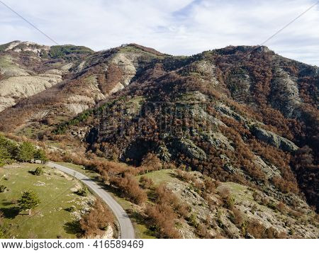 Amazing Aerial View Of Rhodope Mountains Near Borovitsa Reservoir, Bulgaria