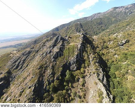 Aerial View Of Ruins Of Anevsko Kale Fortress Near Town Of Sopot, Plovdiv Region, Bulgaria
