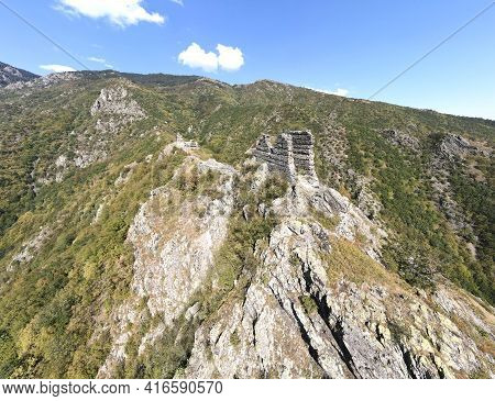 Aerial View Of Ruins Of Anevsko Kale Fortress Near Town Of Sopot, Plovdiv Region, Bulgaria