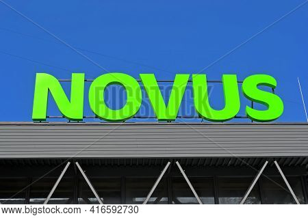 Kiev, Ukraine - Mar 30: Novus Supermarket Signboard On March 30, 2021 In Kiev, Ukraine. It Was Found