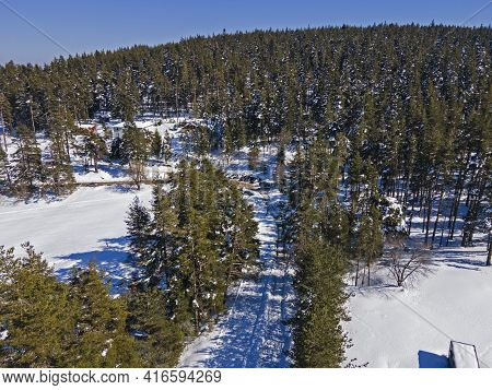 Aerial View Of Byala Cherkva Region At Rhodopes Mountain, Plovdiv Region, Bulgaria