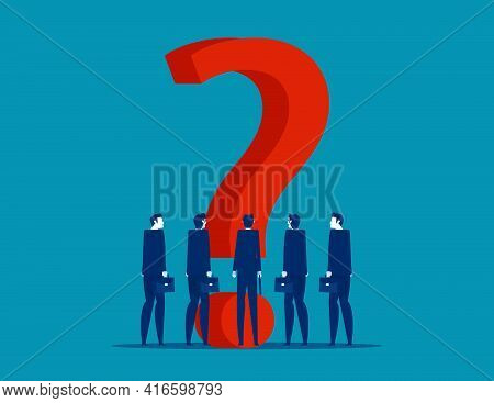 Team Standing With Question Mark Discussed The Strategy Future Path