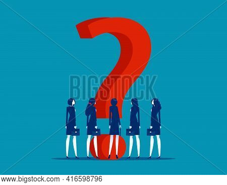 Team Standing With Question Mark Discussed The Strategy Future Path