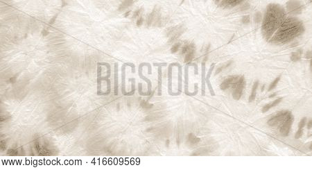 Cream Tie Dye Texture. Retro Ink Zigzag. Spotted Abstract Poster. Messy Paint Boho Ornament. Style S
