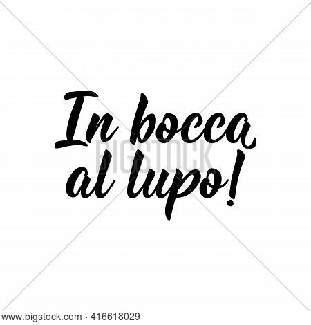 In Bocca Al Lupo. Translation From Italian: Good Luck. Lettering. Ink Illustration. Modern Brush Cal