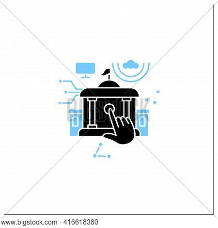 Electronic Government Glyph Icon. Modern Technologies. Digitalization. Solving Public Affairs Online