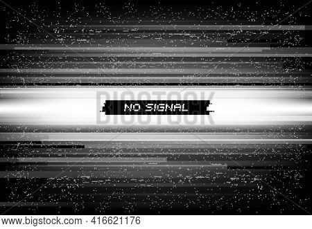 No Signal On Screen Background, Glitch Mosaic Digital Noise. Video Source Failure, Digital File Corr
