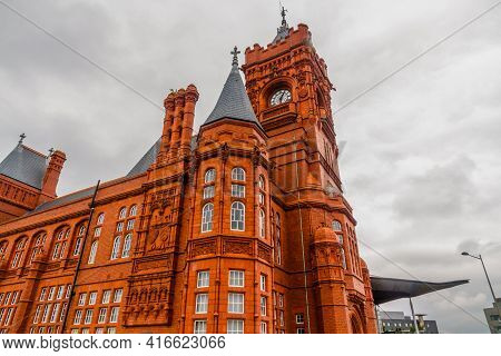 Red Brick Pierhead Building In Cardiff Bay.
