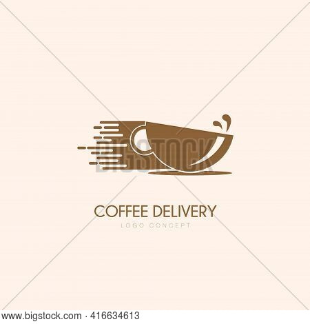Coffee Delivery Logo Design Template Flat Style Vector