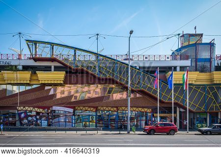 Budapest, Hungary, March 2020, View Of Lehel Market Hall And Shopping Centre Building