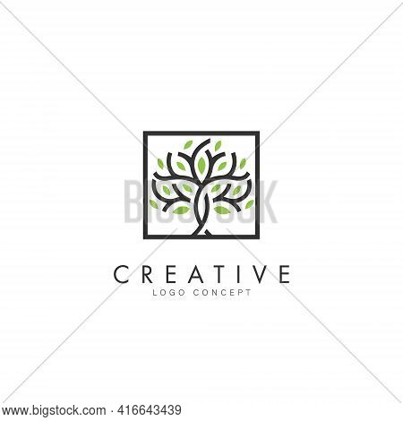 Creative Tree Travel Explore Logo Design Template Flat Style Vector