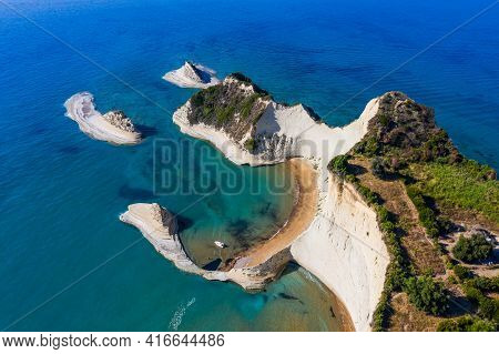 Corfu, Greece. Aerial View Of The Cliffs At Cape Drastis.