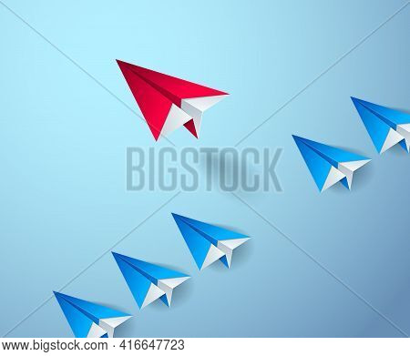 Be Special, Be First Pioneer, Be Leader, Leadership And Success Concept, Line Of Origami Paper Toy P