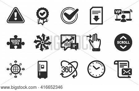 Logistics Network, Full Rotation And Quick Tips Icons Simple Set. Accounting, Refrigerator And Appro