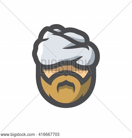 Arabic Beard Men Vector Icon Cartoon Illustration.
