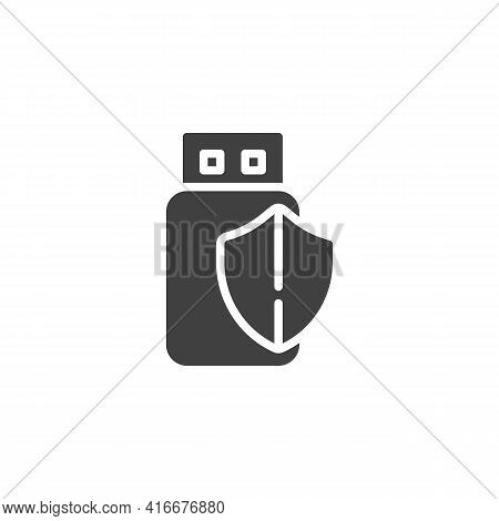 Usb Flash Drive Protection Vector Icon. Filled Flat Sign For Mobile Concept And Web Design. Usb Secu