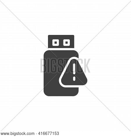 Usb Data Problem Vector Icon. Filled Flat Sign For Mobile Concept And Web Design. Usb Flash With Exc