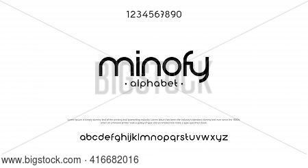 Futuristic Minimalist Display Font Design, Alphabet, Typeface, Letters And Numbers, Typography.