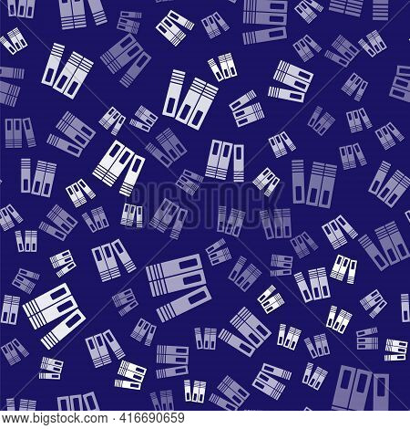 White Office Folders With Papers And Documents Icon Isolated Seamless Pattern On Blue Background. Of