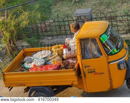Gulbarga, Karnataka, India - February 2nd 2021;stock Photo Of A 40 To 50 Aged Indian Male Vegetable 