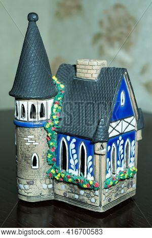 Toy House Is On The Table. Quality Photo