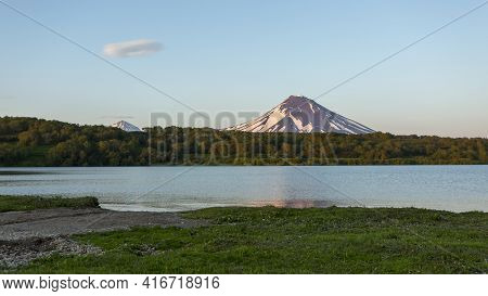 View Of The Ilyinsky Volcano Early In The Morning, Kamchatka Peninsula, Russia