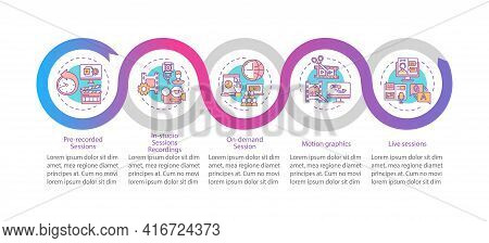 Ve Content Vector Infographic Template. In-studio Recordings, Live Sessions Presentation Design Elem